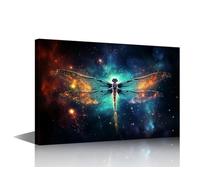 TISHIRON 1 Piece Canvas Wall Art Colorful Space Dragonfly Wall Paintings Dragonfly with Big Wings Pictures for Home Living Room Bedroom Décor Framed Ready to Hang 16x24 inch