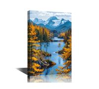 TISHIRON 1 Piece Canvas Wall Art - Lake in the Heart of Washingtons Mountainous Embrace - Modern Home Decor Giclee Gallery-wrapped Stretched and Framed Ready to Hang Posters and Prints(12" Wx18 H)