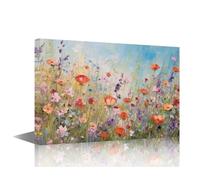 TISHIRON 1 Piece Flowers Wall Pictures for Living Room Bloom Plant Painting on Canvas Wall Decor Art Wildflowers Bedroom Art Modern Artwork Framed Ready to Hang, 36x24in