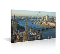 TISHIRON 1 Piece London England Skyline Wall Art Thames River Pictures for Bedroom Canvas Print Poster Painting London Big Ben Wall Decoration for Living Room Framed Ready to Hang (12''Wx 18''H)