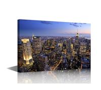 TISHIRON 1 Piece New York City Skyline Black and White Wall Art Manhattan Skyscraper Architecture in the City Center Home Decor Wall Decoration for Living Room Framed and Ready to Hang 36x24 in