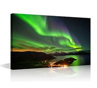 TISHIRON 1 Piece Northern Lights Pictures for Living Room Aurora Borealis Canvas Wall Art House Decor Aurora Wave Modern Office Wall Decor Framed Large Wall Art for Home Bedroom, 24" Wx36 H