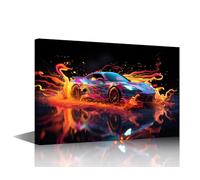 TISHIRON 1 Piece Supercar Canvas Wall Art Futurism Posters & Prints Artwork Sports Car Contemporary Home Decor Framed for Living Room Men Boys Bedroom Home Office Decor, 24x16in