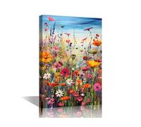 TISHIRON 1 Piece Wall Art for Living Room Bloom Plant Canvas Wall Art Flowers Contemporary Posters and Prints Wildflowers Modern Artwork Ready to Hang for Bedroom Office, 18x12in