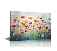 TISHIRON 1 Piece Wall Art for Living Room Large Size Blooming Flower Office Wall Decor Canvas Prints Colorful Floral Modern Artwork for Bedroom Bathroom Framed Ready to Hang, 36x24in
