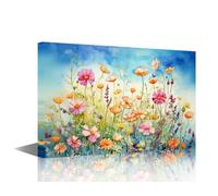 TISHIRON 1 Piece Wildflowers Wall Art for Living Room Botanical Framed Wall Painting Bloom Plant Canvas Prints Pictures House Decoration for Bedroom Office Modern Artwork, 18x12in