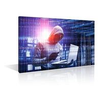 TISHIRON 1 Pieces Network Security Canvas Paintings Cyber Attack Bedroom Wall Art Digital Network Home Decor Bathroom Decor Wall Art Modern Artwork Ready to Hang for Living Room Office 24" Wx36 H