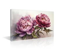 TISHIRON 1 Pieces Peony Bouquet Wall Art Luxurious Peony Wall Decor Pink Peonies Canvas Prints Pictures Blooming Peony Flower Modern Living Room Bedroom Office Home Decor Artwork 16" Wx24 H