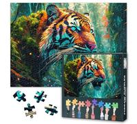 TISHIRON 1000 Piece Puzzle for Adults Fierce Bengal Tiger Colourful Puzzle