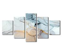 TISHIRON 5 Piece Canvas Wall Art Colorful Ink Paint Abstract Painting for Bedroom Marble Pattern Modern Artwork for Home Walls Wooden Framed Ready to Hang Poster and Prints(60" Wx32 H)