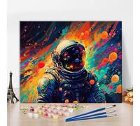 TISHIRON Abstract Astronauts Paint by Numbers Kit for Adults & Kids - Space Theme on 16"x20" Canvas
