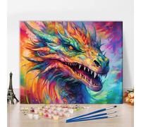 TISHIRON Abstract Dragon DIY Paint by Number 16x20 Inch Adult Canvas Kit