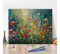 TISHIRON Abstract Floral Paint by Number Landscape Flower Field DIY Painting for Adults & Kids, 16"x20"