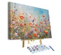 TISHIRON Abstract Flowers Paint by Numbers for Adults Framed DIY Paint by Number Kits on Canvas Acrylic Painting by Numbers with Brushes Canvas Gifts Art Crafts 16"x20"
