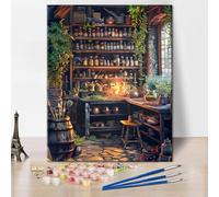 TISHIRON Abstract Paint by Numbers for Adults, Fantasy Adult Paint by Number Kits on Canvas, Magic Lab DIY Acrylic Painting by Numbers for Gift Home Wall Decor 16"x20"(Frameless)