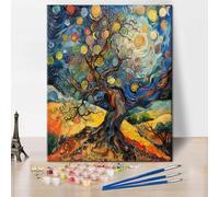 TISHIRON Abstract Painting by Number Landscape with a Big Tree Paint by Numbers Kit for Adults with Brushes and Pigment, Art Crafts DIY Oil Painting for Home Wall Decoration, 16x20 Inch