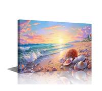 TISHIRON Abstract Wall Art Bathroom Decor Wall Art Dragon Art Wall Decor Beach Sea Shells Beach Picture Decor Artworks Home Decor for Living Room Bedroom Office Poster Framed Ready to Hang 18x12in
