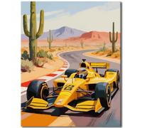 TISHIRON Adult Paint by Number Kits for Beginner, Paint by Numbers Kit for Adults - Racing Car Speeding on Desert Highway Adventure Landscape, DIY Art Craft for Home & Office(16x20 Inch)