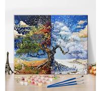 TISHIRON Adult Paint by Number Kits On Canvas, Four Seasons Tree Paint by Numbers, Adults' Paint-by-Number Kits Majestic Tree Color by Number DIY Oil Painting Kits for Adults Home Decor, 40X50cm