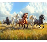 TISHIRON Adult Paint by Number Kits, Paint by Numbers Kit for Adults - Galloping Wild Horse Herd on Vast Prairie, Horse Running Landscape Painting on Canvas, DIY Relaxing Art Project(16x20 inch)