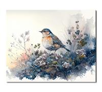 TISHIRON Adults' DIY Paint by Numbers Kit - Sparrow, Animals, Oil/Acrylic Painting, Winter, Flower Art, 16"x20" (Frameless)