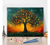 TISHIRON Adults Paint by Number Kit Blooming Tree Symbolic Art Strength Growth Power Canvas Brushes Acrylic Paints Mindfulness Practice Spiritual Growth Creative Gift for Inner Strength 16x20 Inch