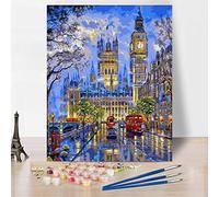 TISHIRON Adults Paint by Numbers Big Ben DIY Painting by Numbers Kits, London Street Paint by Numbers for Adults Beginner, Arts Crafts for Home Decor - 16”x20”, Frameless
