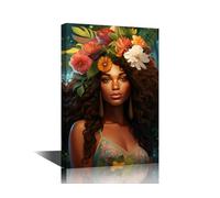 TISHIRON African American Woman Wall Art for Living Room Vintage African American Women Canvas Picture for Bedroom Wall Decor Colorful Graffiti Afro Girl Painting for Room Office 12" Wx18 Hx1 Panel