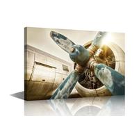 TISHIRON Air Force Poster Framed Wall Pictures for Living Room Lightning Airplane Propeller Wall Decor Canvas Paintings House Bedroom Decoration Modern Artwork Office Ready to Hang 36x24in