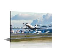 TISHIRON Aircraft Flying Wall Art Painting Aeroplane in the Sky Contemporary Wall Decorations Airline Artwork Framed Ready to Hang Artwork for Walls Living Room Office 24" Wx36 Hx1 Panel