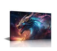 TISHIRON Ancient Dragon Large Canvas Wall Art Magic Fantasy Dragon Wall Decor for Bedroom Mythical Creatures Living Room Wall Art Modern Home Decor Stretched and Framed Ready to Hang (24" Wx36 H)