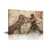 TISHIRON Ancient Greek Roman Pictures for Bedroom Wall Decor Hercules Lion Canvas Prints Wall Art Living Room Wall Decor Artwork for Walls Canvas Posters Stretched and Framed Ready to Hang, 40x60cm