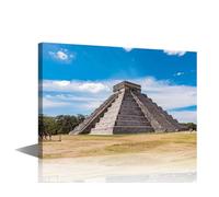 TISHIRON Ancient Mayan Civilization Pictures for Living Room Chichen Itza Canvas Wall Art House Decor 1 Piece Mexico Temple Modern Office Wall Decor Framed Large Wall Art for Home Bedroom, 36x24in
