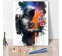TISHIRON Astronaut Paint by Numbers Kits Paint by Numbers for Adults Beginner Colorful Abstract Watercolour Astral Craft Kits for Adults Suitable for Home Wall Decoration 16x20inch Frameless