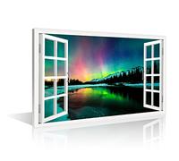TISHIRON Aurora Borealis Canvas Wall Art Northern Lights Canvas Print Painting for Living Room Snowy-Mountains-Landscape Poster Picture Wooden Framed Prints Ready to Hang (16" Wx 24" H)