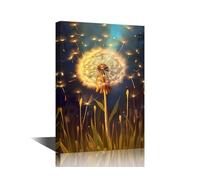 TISHIRON Bathroom Decor Wall Art Dandelion Printed Wall Paintings 1 Piece Dandelion Seed Field Wall Decoration for Living Room Decor Flowers Wall Pictures Framed Ready to Hang (12''Wx 18''H)