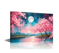 TISHIRON Bathroom Decor Wall Art Landscape Wall Art Decor Moon Paintings Canvas Wall Art Framed Wall Art Room Decor Family Wall Decor Artwork for Walls Canvas Art Posters and Prints, 30x44cm