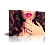 TISHIRON Beauty Nail Salon Canvas Painting House Decoration Powder Room Wall Art Hair Salon Home Decor for Living Room Bedroom Pretty Women Poster Pictures Modern Office Wall Décor (36x24in)