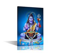 TISHIRON Bedroom Decor Wall Art 1 Pieces Shiva, Parvati and Ganesha Wall Decoration for Living Room Hindu God Home Decor Artwork for Home Walls Paint Canvas Poster Framed Ready to Hang (24''Wx 36''H)