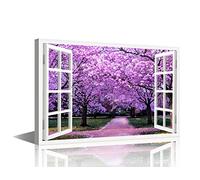 TISHIRON Bedroom Wall Decor Purple Cherry Trees Prints Wall Art Natural Landscape Paintings for Wall Decorations Framed Wall Art Canvas Artwork Wall Decor Canvas Wall Art Ready to Hang, 40x60cm