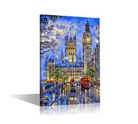TISHIRON Big Ben London Citycape Picture Wall Art Oil Painting Printed on Canvas Framed Ready to Hang Artwork Prints for Walls Decor 90 * 60cm/36"*24"