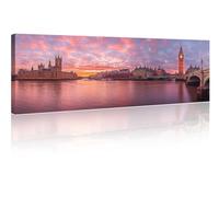 TISHIRON Big Ben Wall Art London View Landscape Landmark Paintings Decor London Cityscape Night Scene Picture on Canvas for Home Modern Artwork Decorations Living Room Ready to Hang, 12" Wx46 H