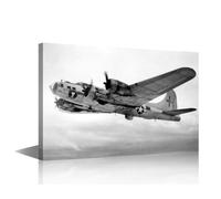 TISHIRON Black and White USAAF B-17 Flying Fortress Weather Plane Atomic Bomb WW2 Photo Canvas Wall Art Inspirational Poster for Living Room Wall Decor Stretched and Framed Ready to Hang 36x24 in