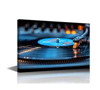 TISHIRON Black Painting Music DJ Player Pictures Phonograph Wall Art 1 Piece Canvas Wall Art Vinyl Record Canvas Prints Artwork Living Room Home Decor Framed Ready to Hang(16" Wx24 H)