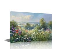 TISHIRON Bloom Plant Wall Art for Bedroom Wilderness Canvas Art Decor Wildflowers Modern Wall Pictures for Living Room 1 Piece Artwork Paintings Giclee Framed Ready to Hang, 36x24in