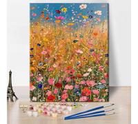 TISHIRON Blooming Flowers Paint by Numbers for Adults, Wildflower Paint by Number Kit for Adults, DIY Bloom Plants Oil Painting Drawing for Gift Home Wall Decor 16"x20"(Frameless)