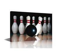 TISHIRON Bowling Hitting Canvas Prints Bowling Fans Wall Art Paintings Game Room Wall Posters Stretched Sports Theme Pictures for Living Room Modern Home Decor Framed Wall Art Decorations, 24x16in