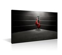 TISHIRON Boxing Gloves Hanging Canvas Paintings Wall Art 1 Panel Motivational Decor for Living Room Bedroom Bathroom Office Empty Ring Posters and Prints Framed Ready to Hang (12''Wx18''H)