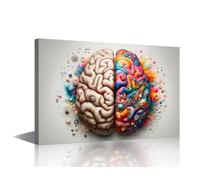 TISHIRON Brain Right and Left Hemisphere Canvas Wall Art Creative Wall Art The Brain Creative Concept Picture Canvas Prints Ready to Hang for Living Room Bedroom Decor 24x36 Inch