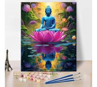TISHIRON Buddha with Lotus Art Paint by Numbers Kit for Adults,Flower Buddha Digital Painting Adult Paint by Number Kits on Canvas,Paint by Number for Adults Beginners for Home Decor 16x20 Inch